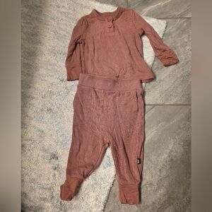 Kyte BABY Ribbed Henley Set Dusty Rose